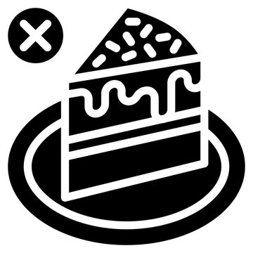 Avoid foods high in sugar solid icon. For presentation, graphic design, mobile application, web design, infographics or UI.