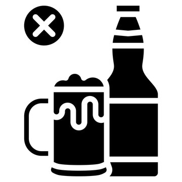 No alcohol solid icon. For presentation, graphic design, mobile application, web design, infographics or UI.