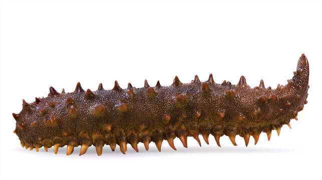 Sea cucumber isolated on a white background with detailed textured body in a realistic marine wildlife illustration