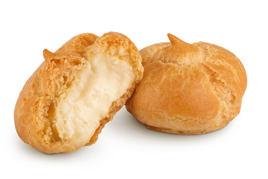 profiterole with cream isolated on a white background