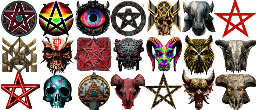Collection of assorted mystical and satanic icons