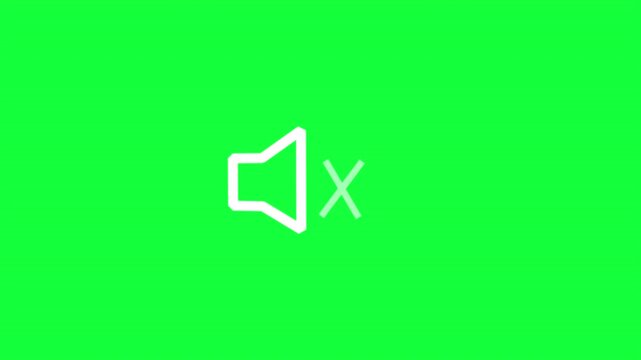 Mute Volume Speaker Icon Animation On Green Screen Background 4K