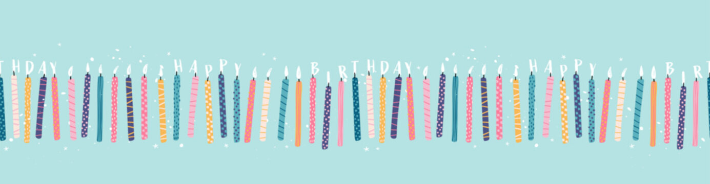 Fun hand drawn party seamless background with birthday candles, great for birthday parties, textiles, banners, wallpapers, wrapping - vector design
