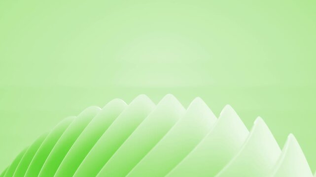 Abstract light blue 3D render loop featuring smooth curved overlapping geometric shell fins for modern futuristic soft lime background
