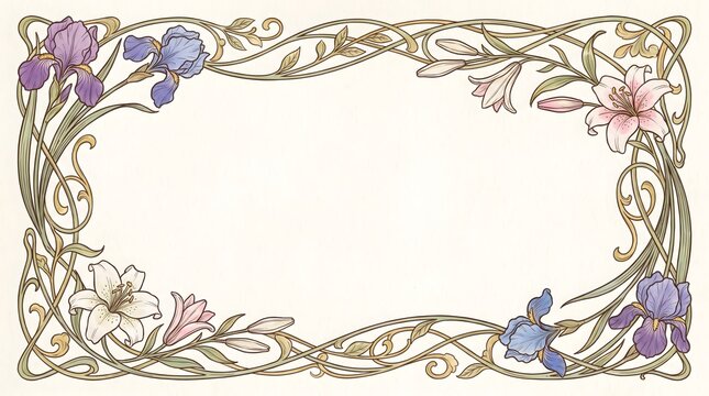 Elegant Floral Decorative Frame and Ornate Border Design with Vintage Botanical Accents