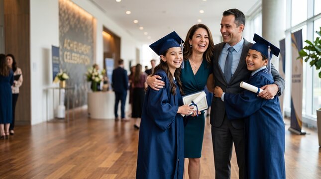 Proud Parents Celebrating Their Son and Daughter's Achievement and Success