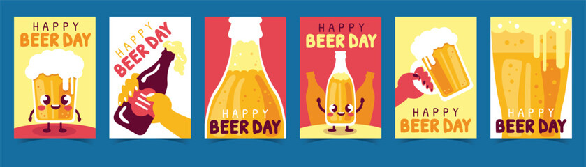 Obraz premium Happy Beer Day pixel art celebration posters