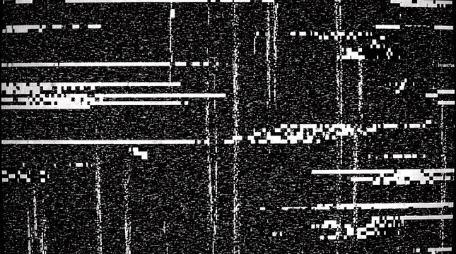 Digital Glitch Noise Texture with Static Lines and Pixel Distortion as a Cyber Error and Technology Malfunction Background