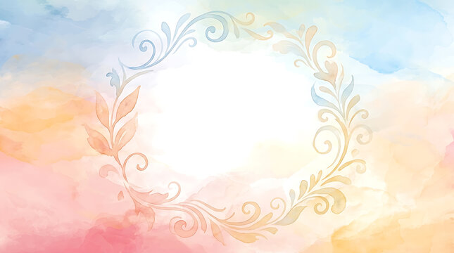 Elegant floral decorative swirl design with soft pastel gradient background