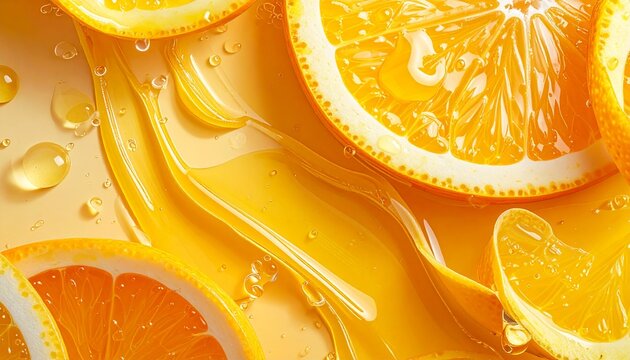 Vibrant Citrus Fruit Slices with Refreshing Splash of Juice Background for Fresh Food and Beverage Advertising