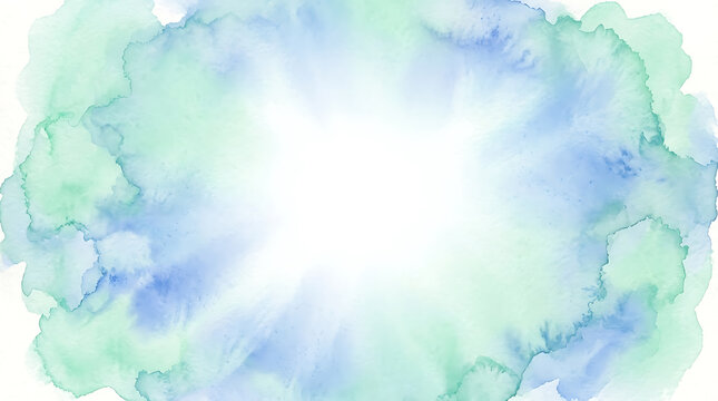 Soft watercolor abstract shape with light blue and green tones