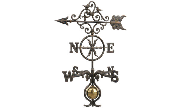 Vintage metal weather vane with compass directions for wind measurement
