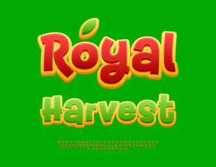 Naklejka premium Vector Promo banner Royal Harvest. Funny Red Font. Bright Handwritten Alphabet Letters and Numbers set.
