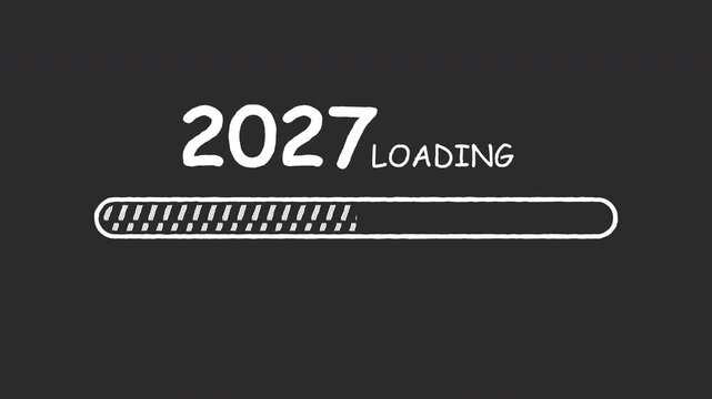 2027 Loading Progress Bar On Charcoal Grey For Future Year Planning Animation