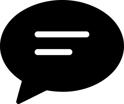 Black speech bubble icon with lines for text isolated on transparent background