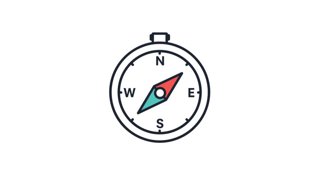 Vintage style navigation compass with wind rose dial, representing travel adventure and direction finding.