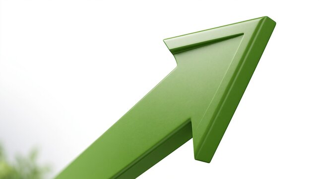Green Arrow Pointing Upwards Symbolizing Growth, Success, and Positive Financial Trends