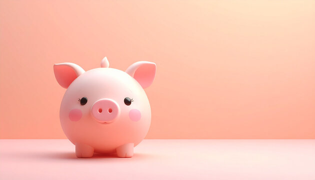 Minimalist Piglet on Pastel Background