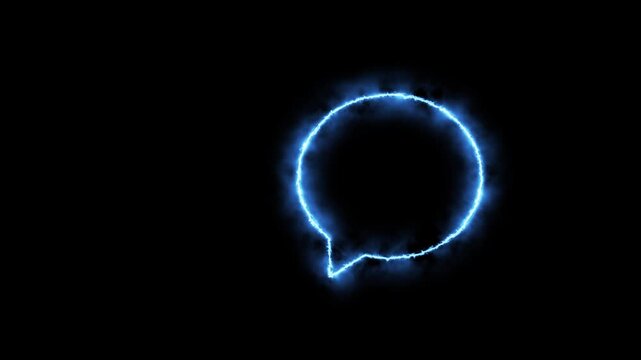 Futuristic Blue Neon Glowing Chat Box Animation Concept on black background