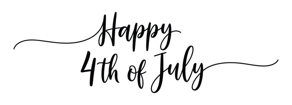 Black ink handwritten calligraphy lettering for an american holiday greeting card background on white paper