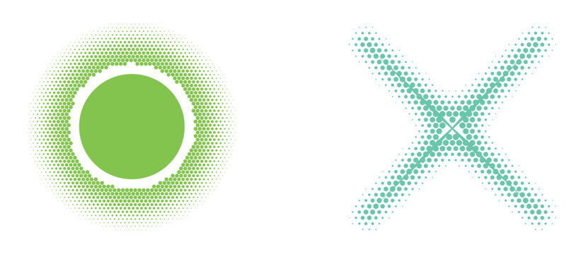 Neon green circle and glowing cross mark graphic element isolated on a clean white background