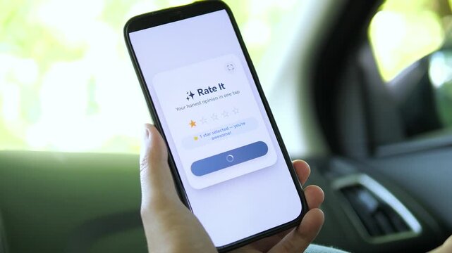 Emotional mobile interaction from rating to gratitude. User taps a star, submits feedback, and is rewarded with a confetti celebration.