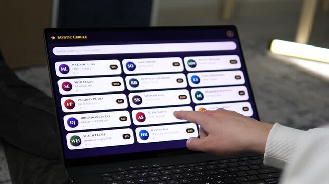A digital marketplace for spiritual consultants. User reviews profiles of clairvoyants, shamans, and dream interpreters with ratings and prices. Ideal for freelance platforms, gig economy apps