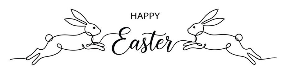 Black and white holiday graphic featuring a cute bunny rabbit pair with elegant hand lettering typography art © desinax