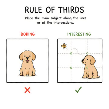 Rule of Thirds Photography Composition Educational Infographic for Children