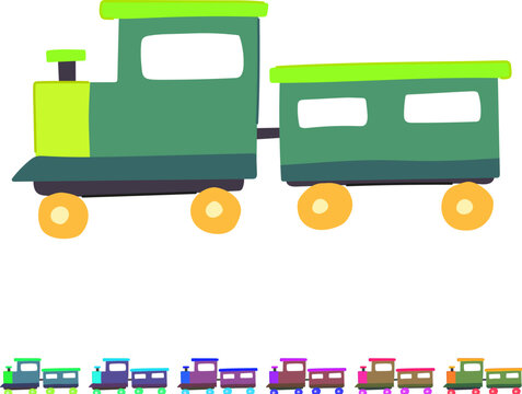 wooden train toy cartoon. plastic magnetic, remote collectible, miniature realistic wooden train toy sign vector