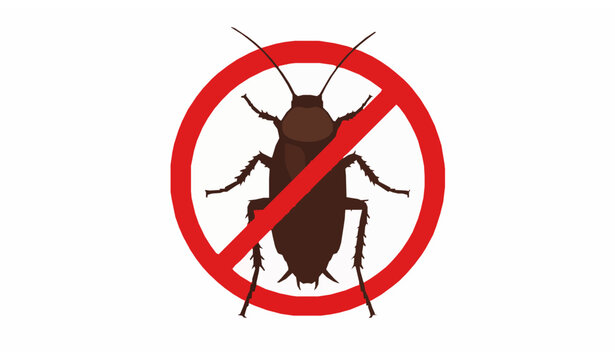 Cockroach prohibition sign vector icon isolated on white background