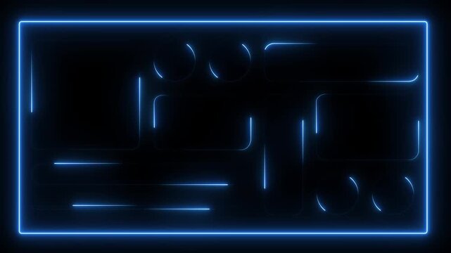 neon tool box . UI UX light frame rounded square and circle elements with a glow stroke. Collection design widget for smartphone neon animation 4k motion video.