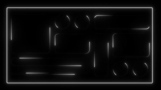 neon tool box . UI UX light frame rounded square and circle elements with a glow stroke. Collection design widget for smartphone neon animation 4k motion video.