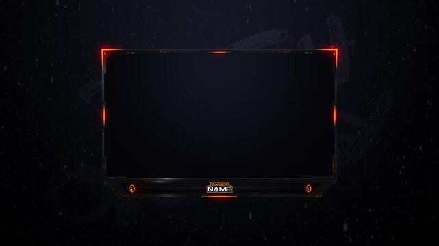 looped light frame for game streaming video on a transparent background. Neon border overlay animation with transparent background for twitch and live stream