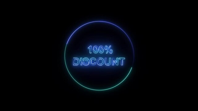 A bright store discount sign pulses with a vivid blue neon border. This store discount sign attracts shoppers during special clearance events. Use this store discount sign loop for retail media.