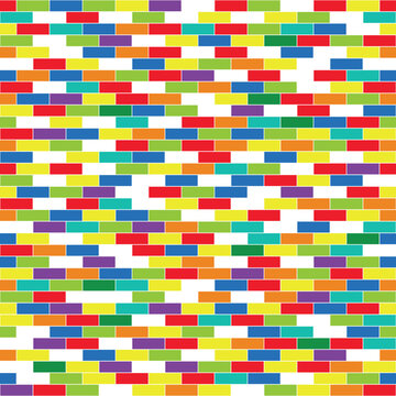 Premium vector of colorful rainbow brick wall seamless pattern. Bright multicolor background texture with geometric vibrant mosaic blocks and abstract repeat shapes for wrapping paper print