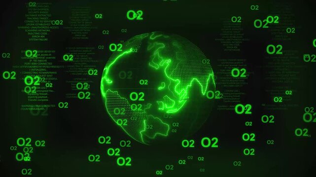 A green cyber attack alert flashes over a rotating digital globe. This cyber attack alert represents international server malware threats. Use this cyber attack alert loop for technology news reports.