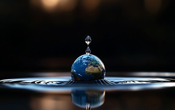 Earth droplet water ripples