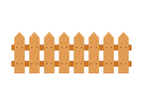 Wooden fence icon in flat style. Picket vector illustration on isolated background. Protection border sign business concept.