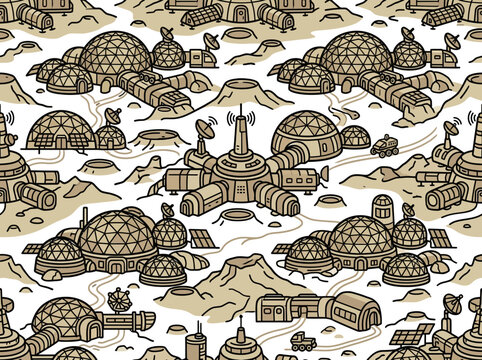 Beautiful Repeating Moon Bases Domes Premium Digital Asset