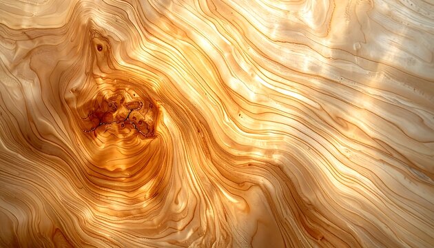 Smooth Light Golden Wood Grain Texture with Natural Swirl Knot