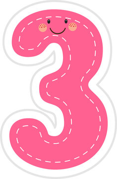 Cute Kawaii Number Tracing Worksheets with Smiling Numbers for Preschool Learning PNG 