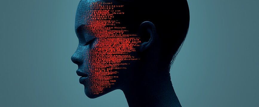 Digital face, glowing code (1)
