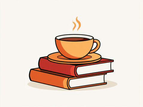 Warm Coffee Stacked Books Cozy Study Vibes Minimalist Reading Retreat