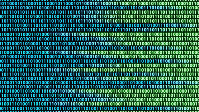 Binary code background representing data, technology, cybersecurity, programming and digital information flow