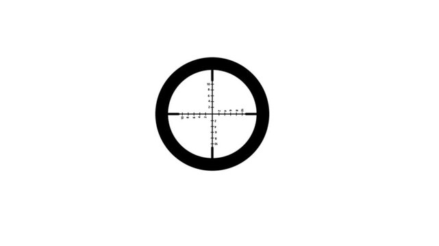 Sniper target icon scope. Shooting Target of Sniper score Sight cross hair Square Gun view. Aim animation. Lens effect, Rifle scope, suitable for Military video overlays.