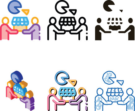 sold business part icon vector. sold business multipack part sign. color symbol