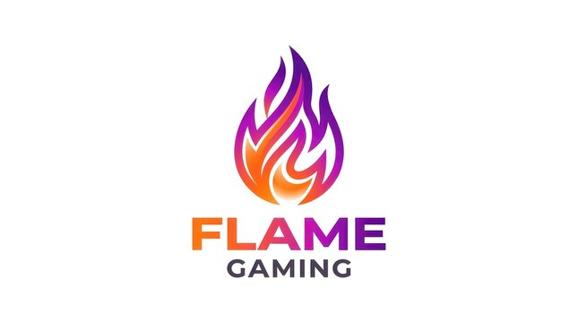 Abstract fire flame symbol with gaming text