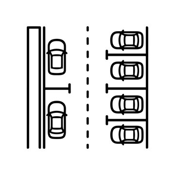Cars Parking Lot Vehicle Icons.
