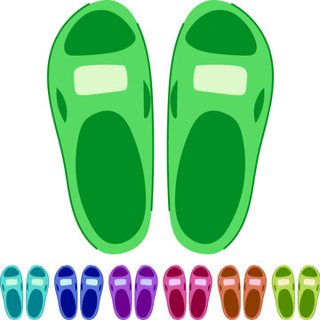 thongs beach footwear cartoon. slippers jandals, crocs birkenstocks, huaraches plimsolls thongs beach footwear sign vector